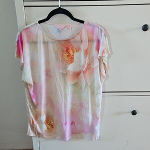 Ted Baker Pastel Floral Short Sleeve Tee in Pink and Peach